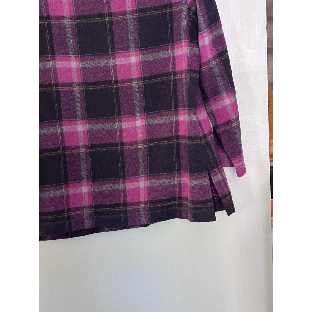 Schmeinck Jacket Womens 12 Purple Pink Plaid Wool Blend Coat Button Lightweight - Picture 5 of 11
